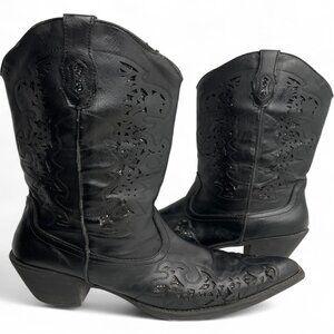 Roper Black Faux Leather Western Cowgirl Cowboy Boots Women's 8.5 M